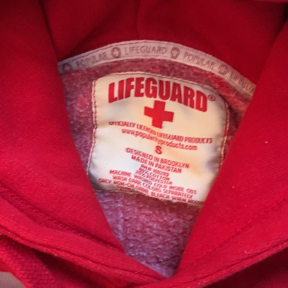 Life Guard Pullover Hoodie Maine Beach Red - Picture 5 of 8